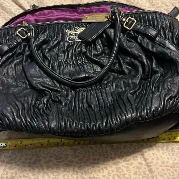 Coach Madison Sophia Black Ruched Leather Satchel with Gold Hardware - Picture 7 of 8